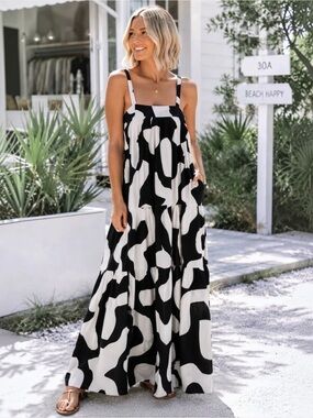 abel the label black and white dress | Dresses | Abel The Label Pink Floral Maxi 18 Birthday Outfits For Style:63830JK03 Height:45